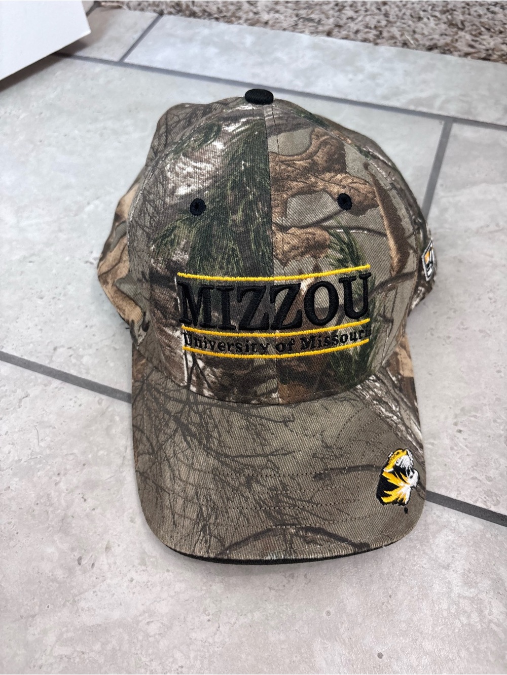The Game Mizzou Camo Baseball Cap with Black and Yellow Embroidery